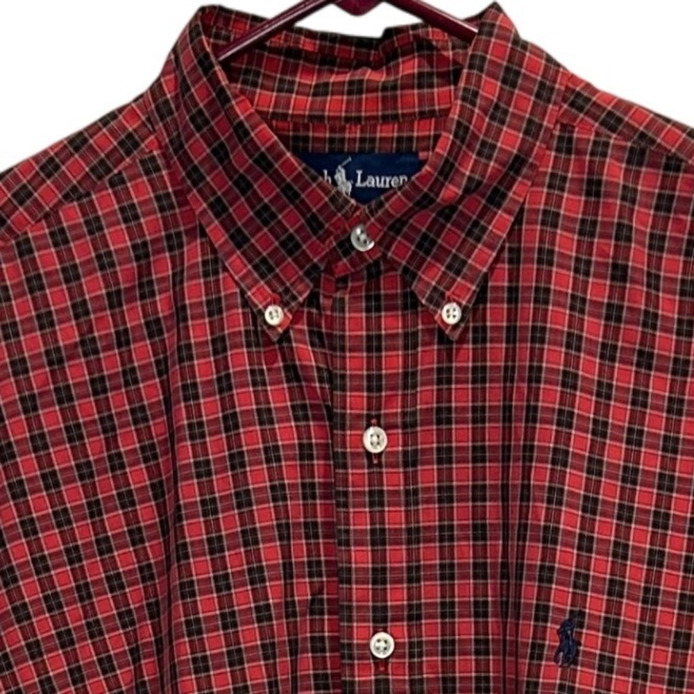 Ralph‎ Lauren Blake Red Plaid Long Sleeve Button Down Shirt Men's Polo Pony Logo